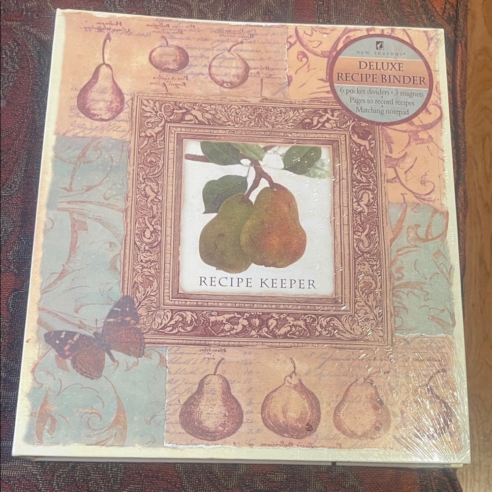 Deluxe Recipe Binder - Pear Artwork in Blue & Tan